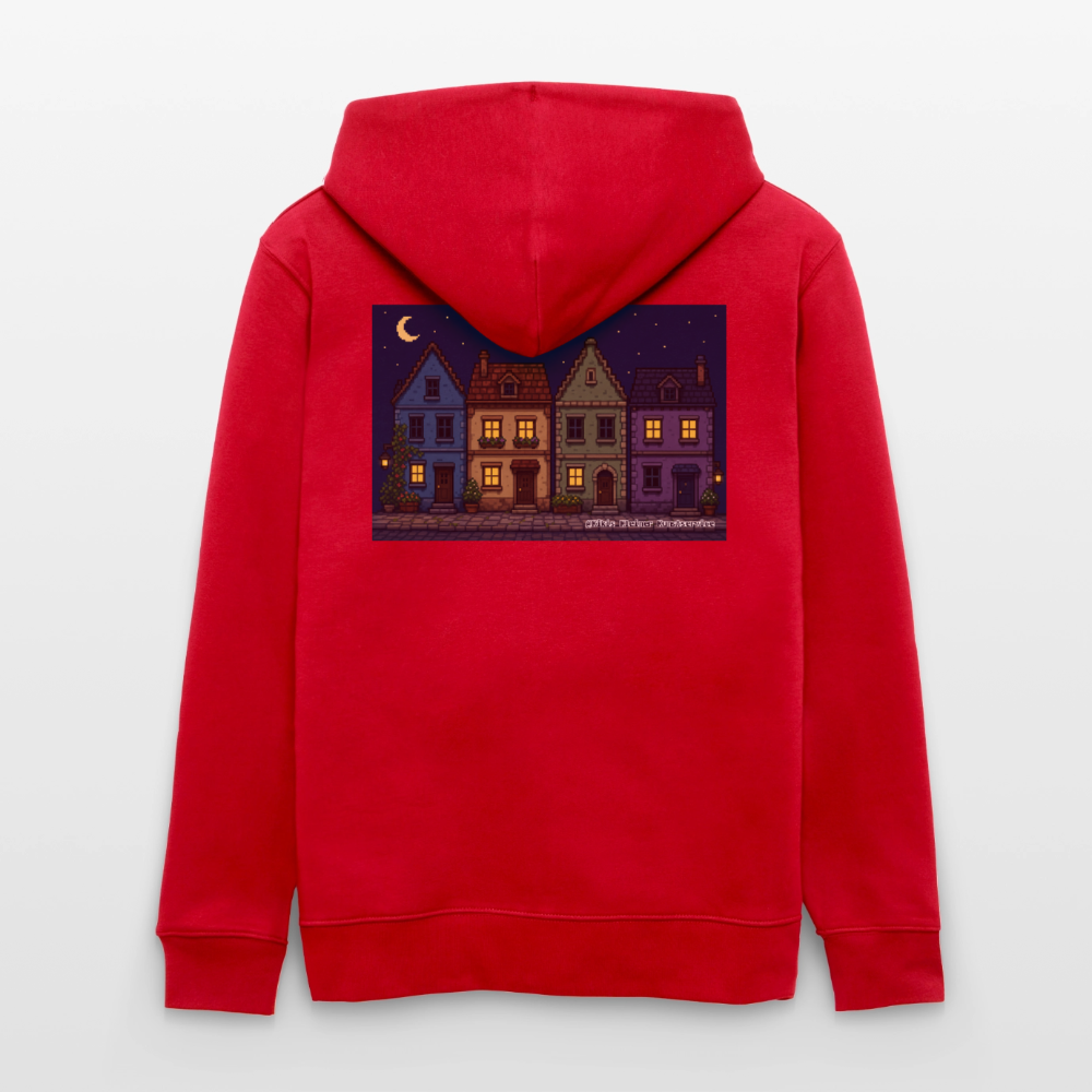 Häuser bei Nacht Kapuzenjacke - Unisex & Bio - Rot
