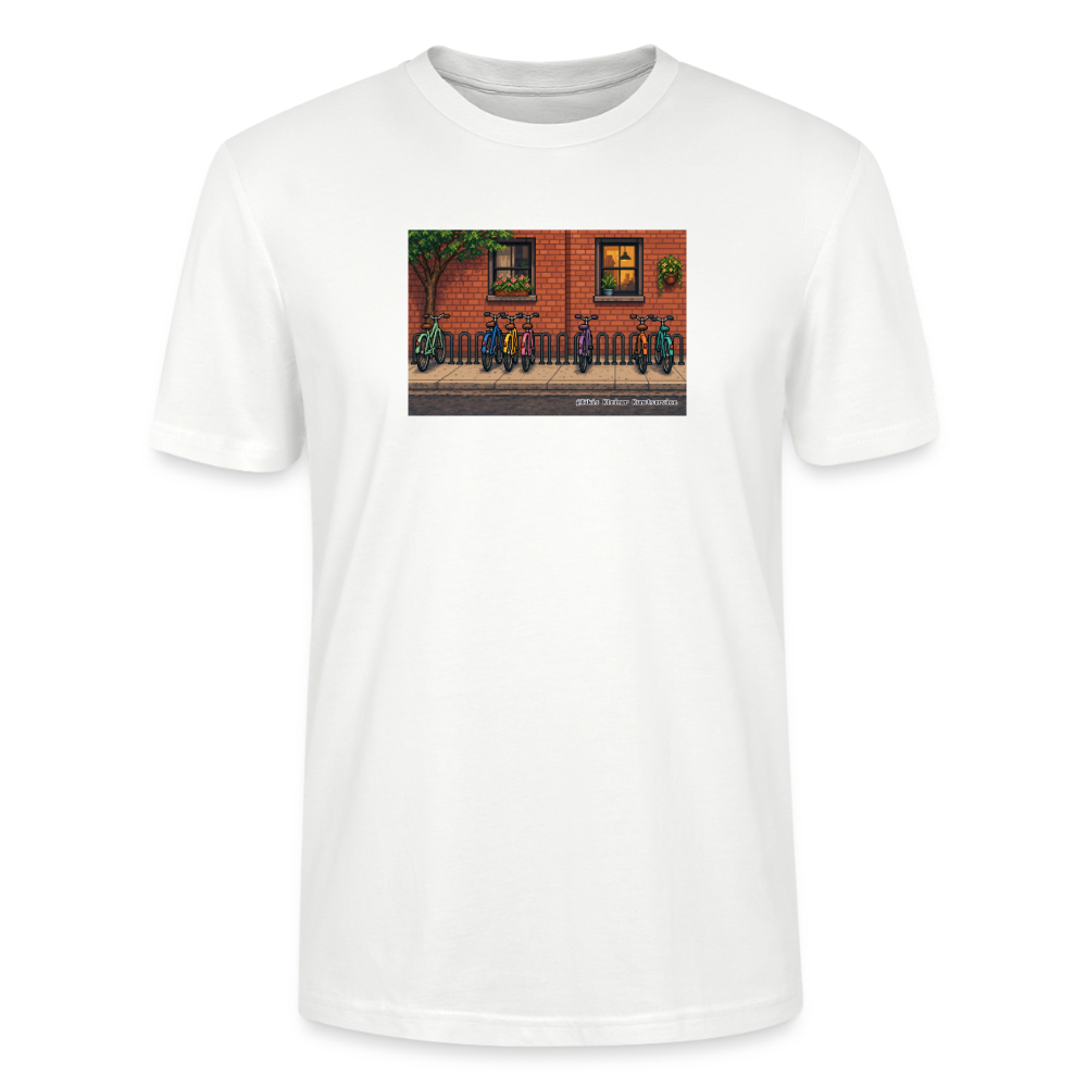 Fahrräder an der Backsteinwand T-Shirt - Unisex & Bio - Weiß