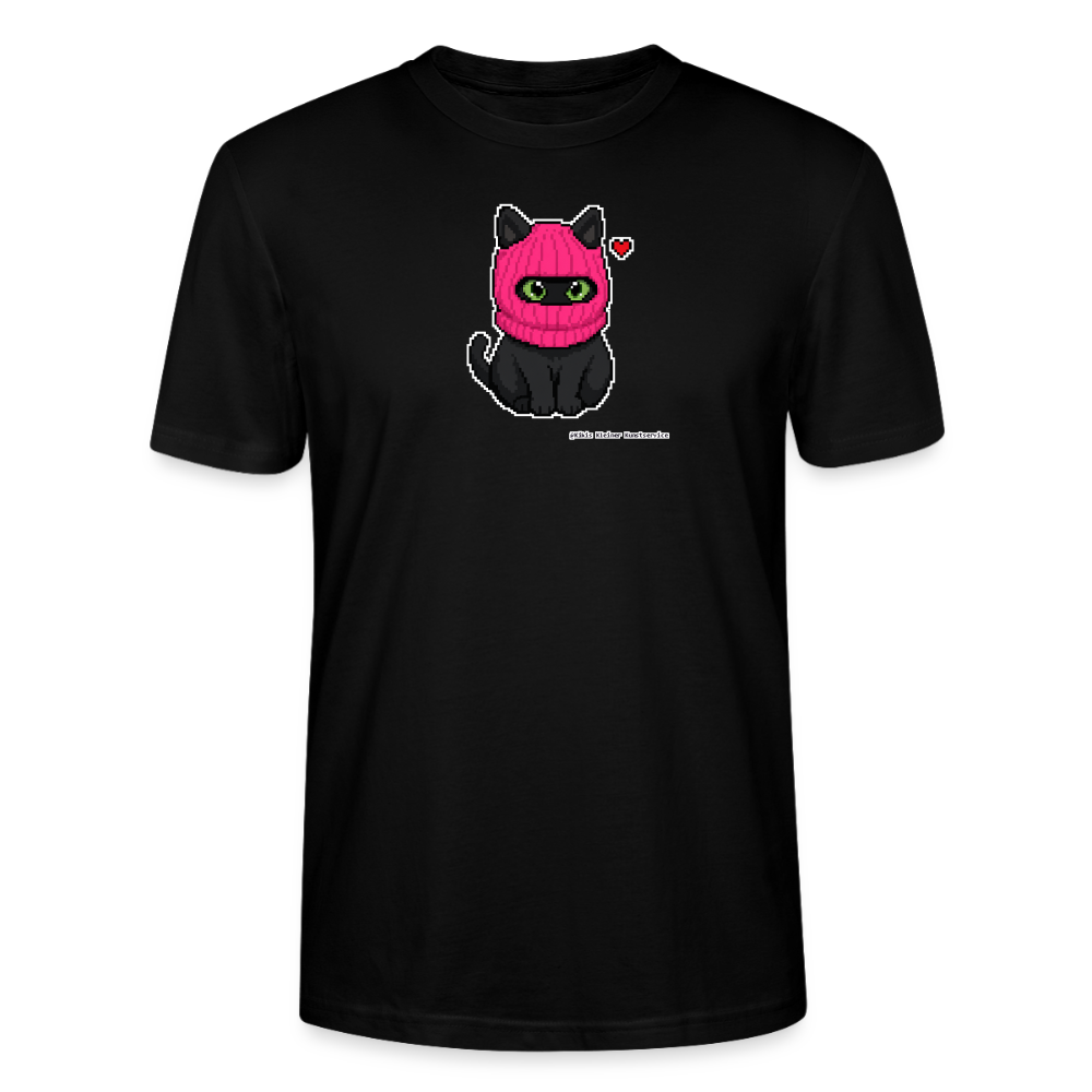 Katze mit pinker Sturmhaube T-Shirt - Unisex & Bio - Schwarz