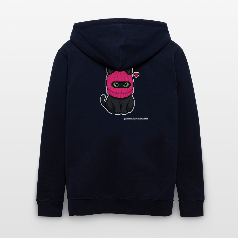 Katze mit pinker Sturmhaube Kapuzenjacke - Unisex & Bio - Navy