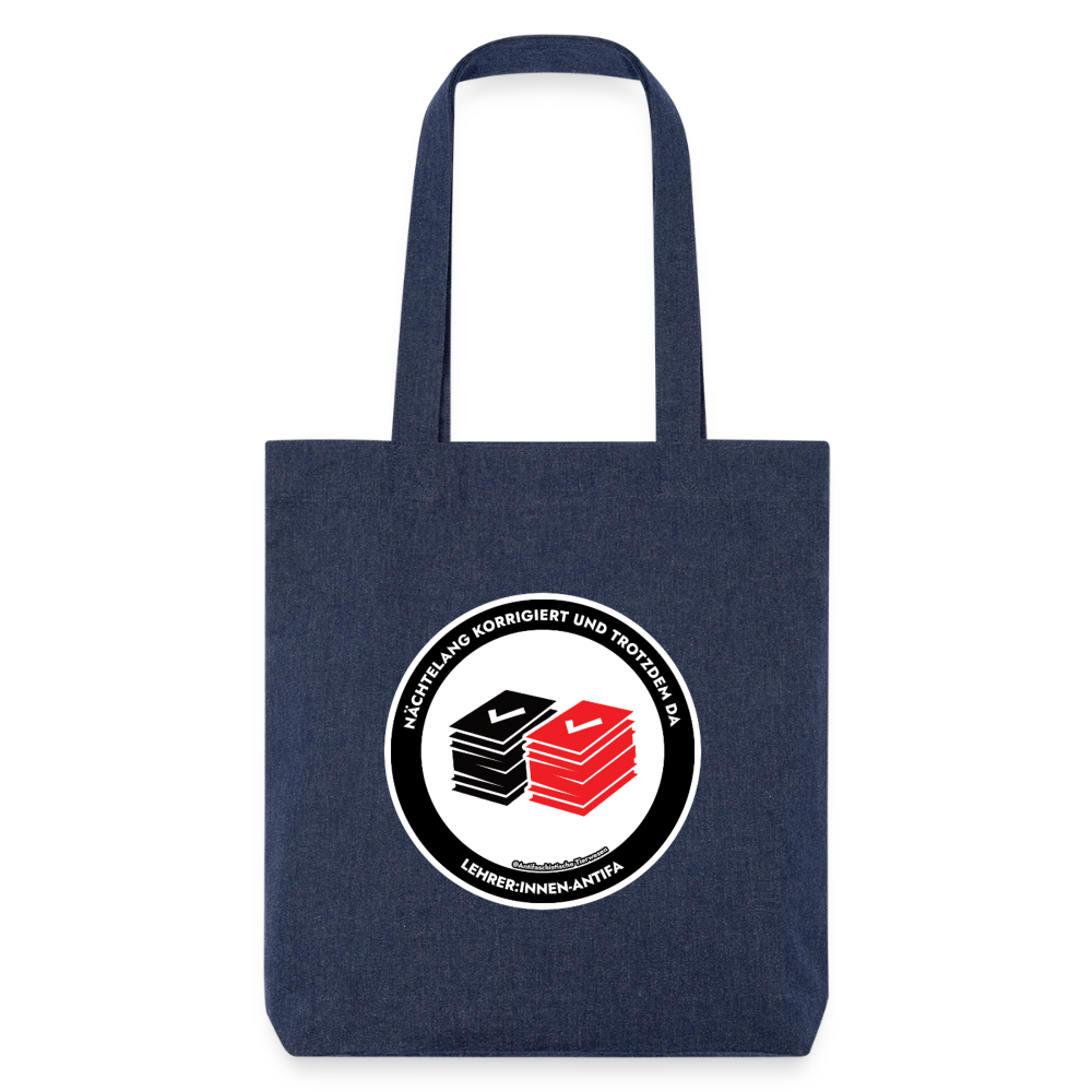 Lehrer:innen-Antifa Stoffbeutel - Bio Heavyweight - melange Blue