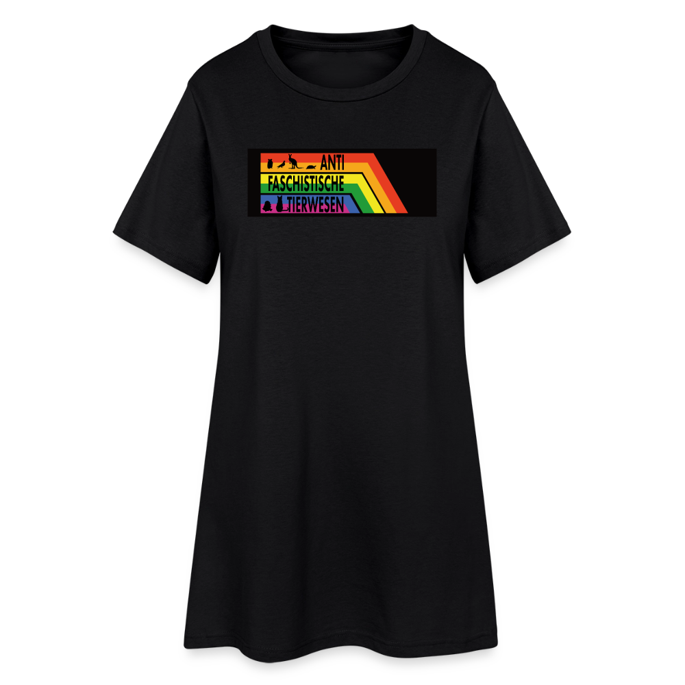 Antifaschistische Tierwesen T-Shirt-Kleid - Schwarz