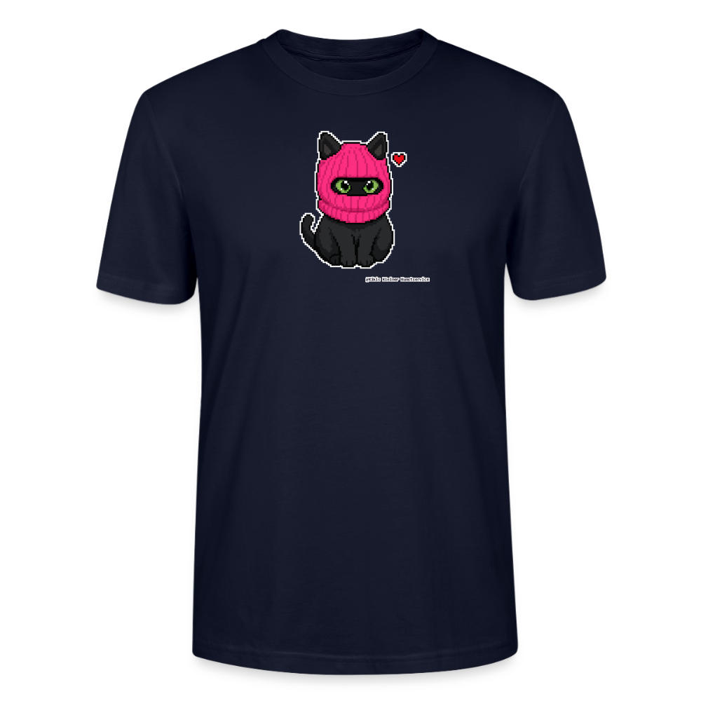 Katze mit pinker Sturmhaube T-Shirt - Unisex & Bio - Navy