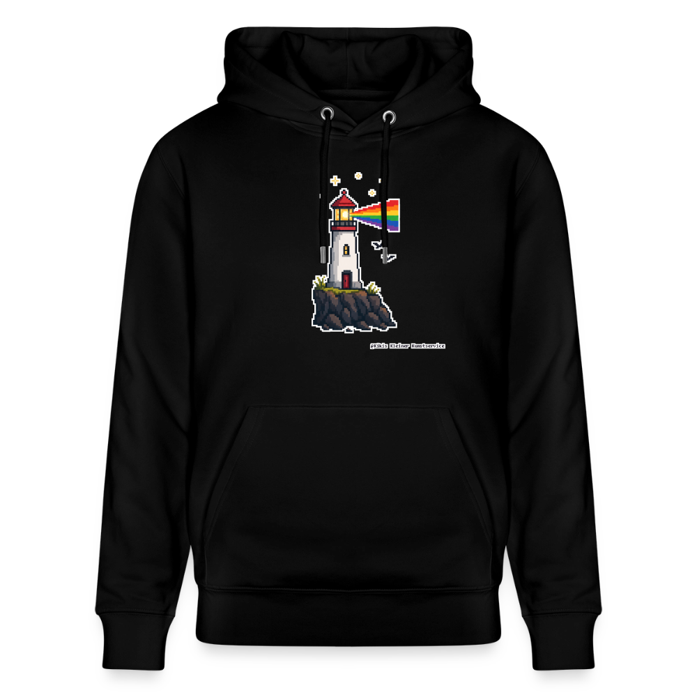 Regenbogen-Leuchtturm Hoodie - Unisex & Bio - Schwarz