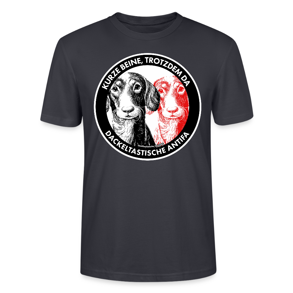 Dackeltastische Antifa T-Shirt - Unisex & Bio - Dunkles Graublau