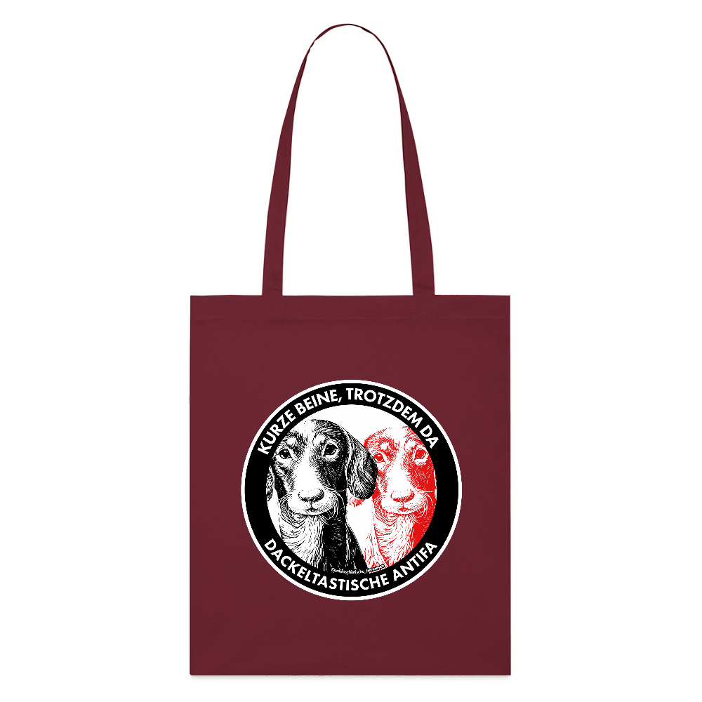 Dackeltastische Antifa Stoffbeutel - Unisex & Bio - Burgunderrot