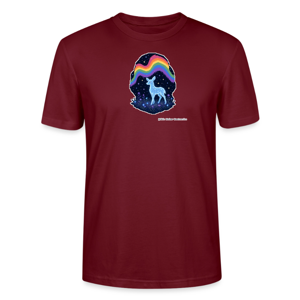 Reh im Polarlicht T-Shirt - Unisex & Bio - Burgunderrot
