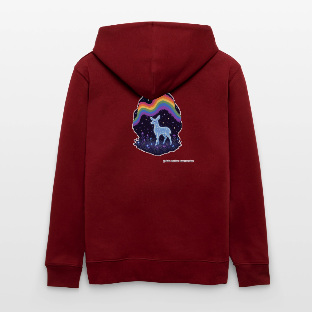 Reh im Polarlicht Kapuzenjacke - Unisex & Bio - Burgunderrot