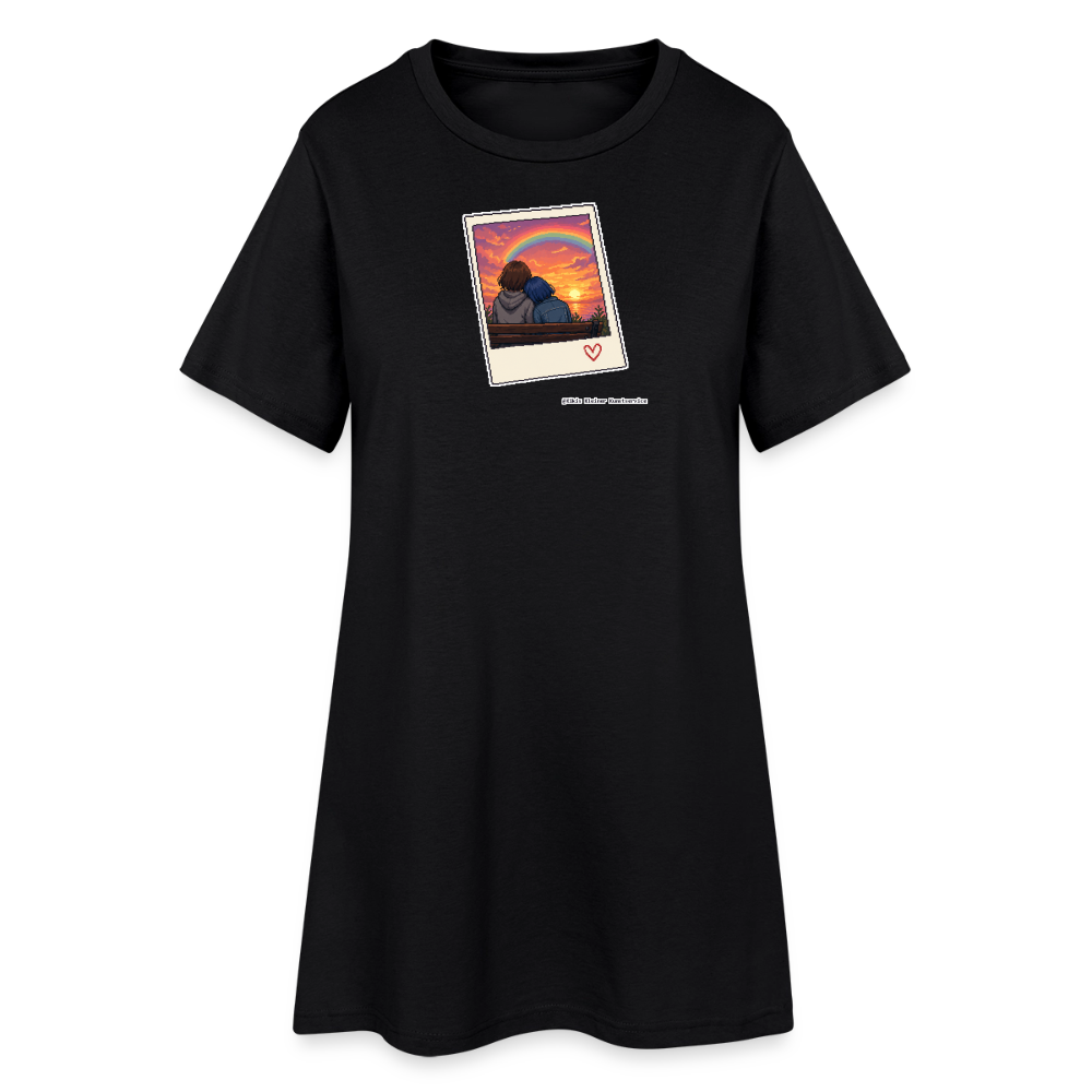 Polaroid Sonnenuntergang T-Shirt-Kleid - Schwarz