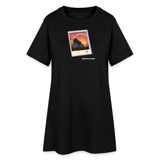 Polaroid Sonnenuntergang T-Shirt-Kleid - Schwarz