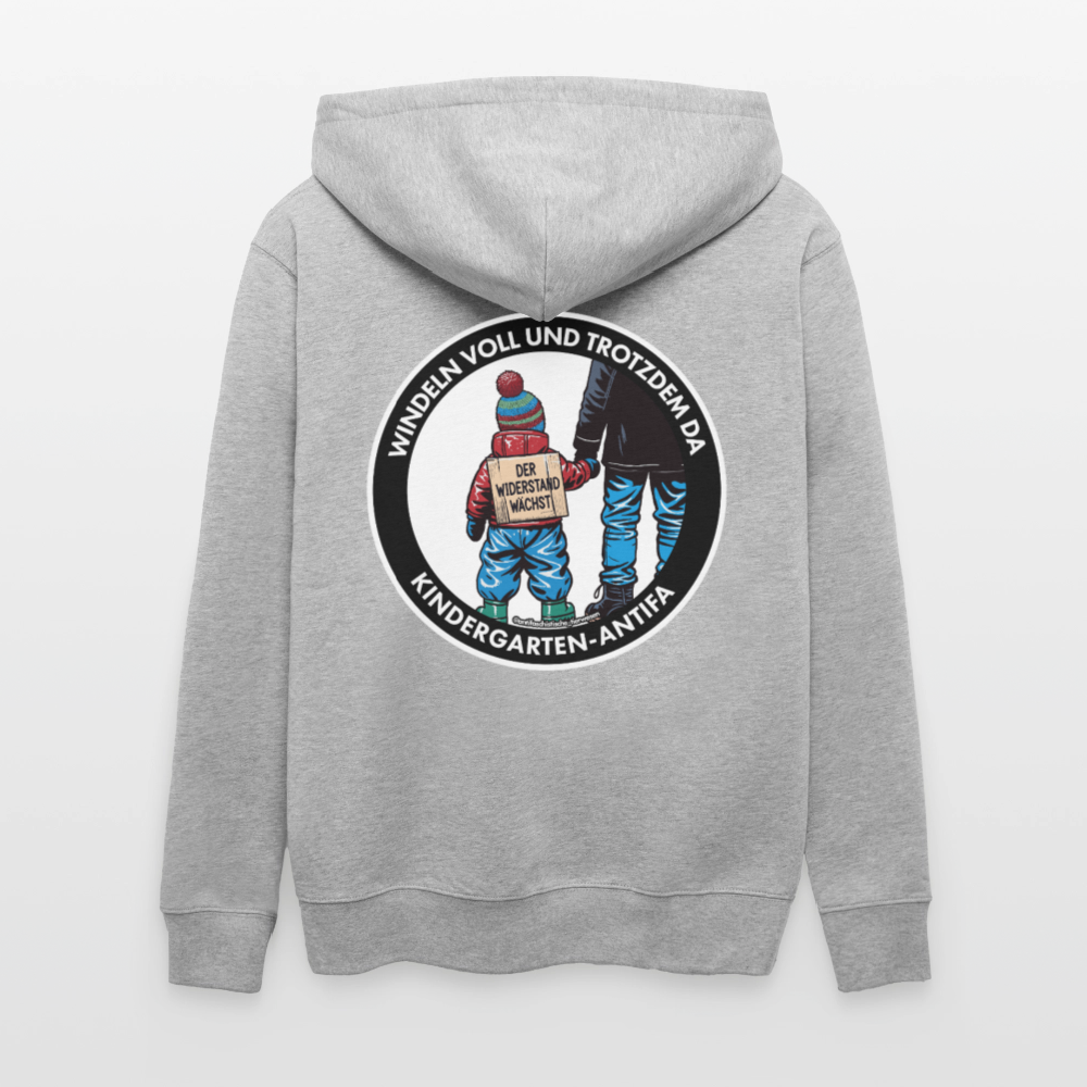 Kindergarten-Antifa Kapuzenjacke - Unisex & Bio - Grau meliert