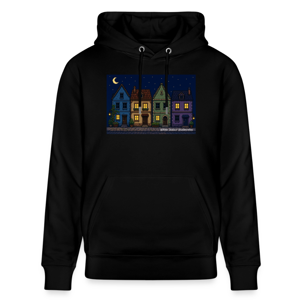 Häuser bei Nacht Hoodie - Unisex & Bio - Schwarz