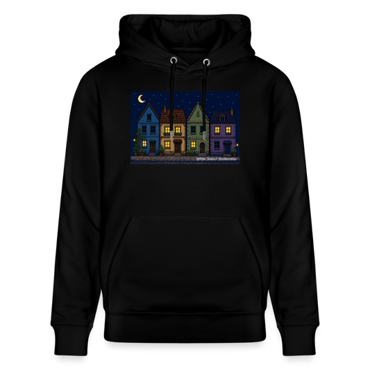 Häuser bei Nacht Hoodie - Unisex & Bio - Schwarz