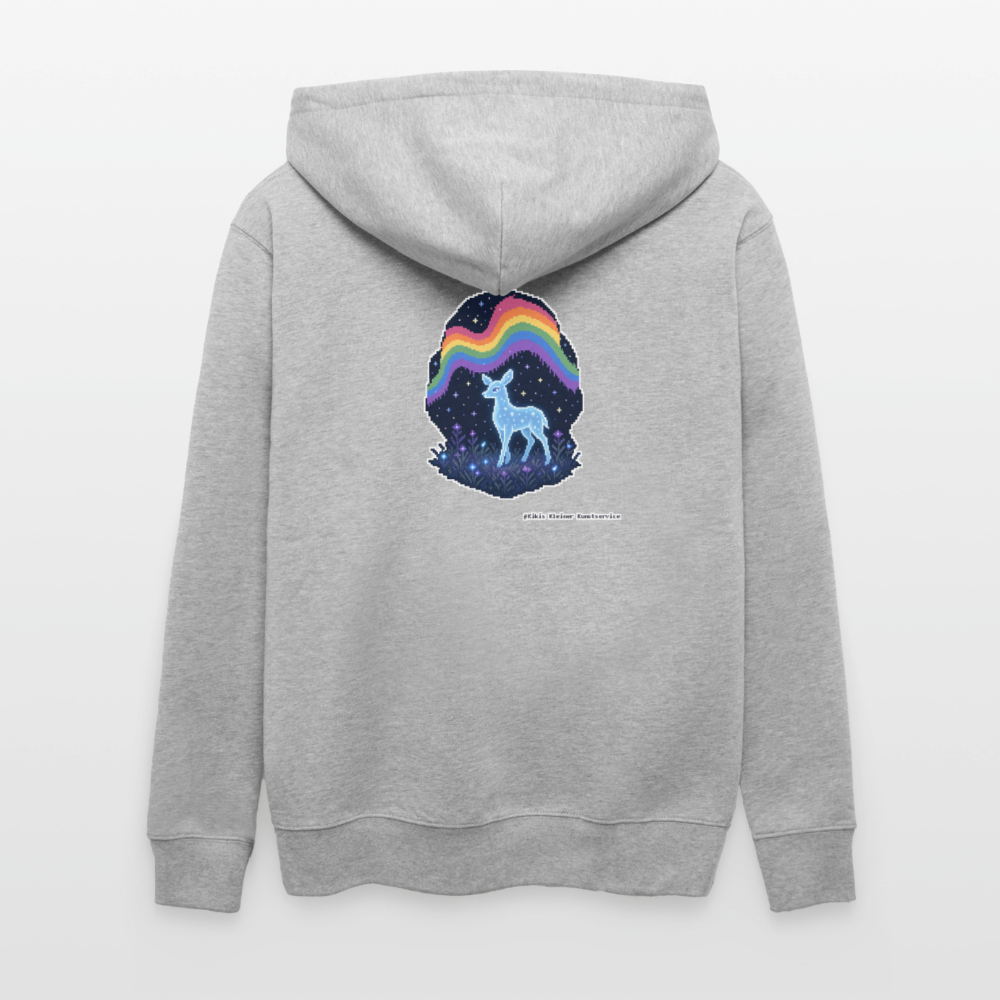 Reh im Polarlicht Kapuzenjacke - Unisex & Bio - Grau meliert