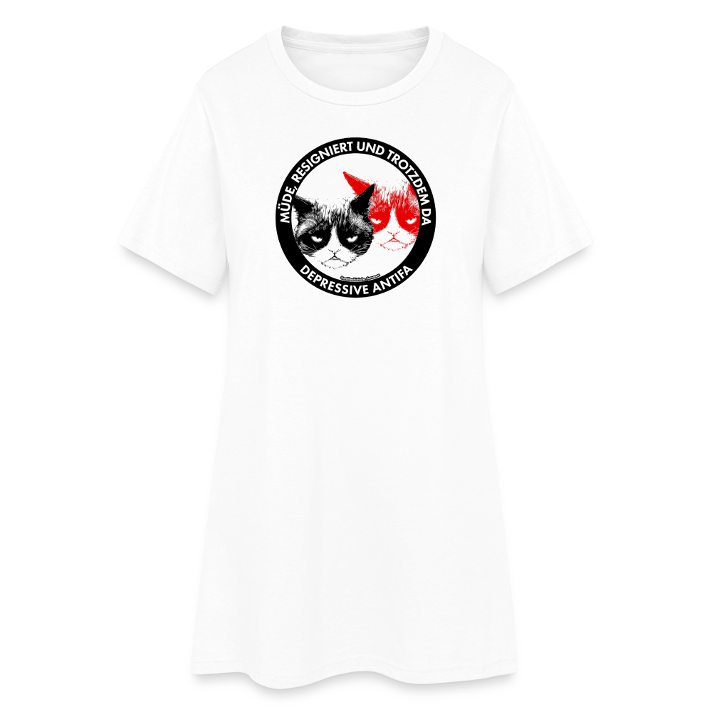 Depressive Antifa - Grumpy Cat T-Shirt-Kleid - Weiß