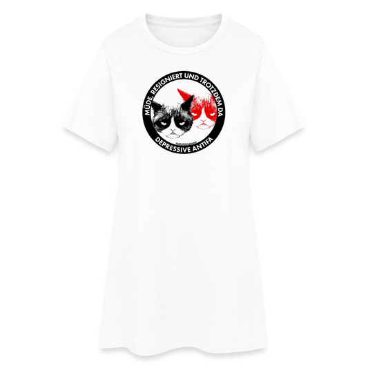 Depressive Antifa - Grumpy Cat T-Shirt-Kleid - Weiß