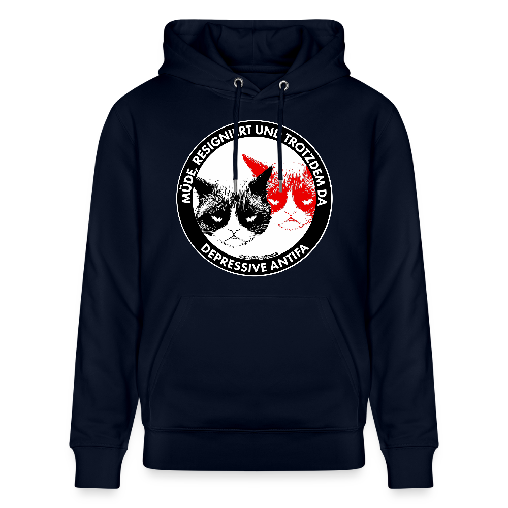 Depressive Antifa - Grumpy Cat Hoodie - Unisex & Bio - Navy