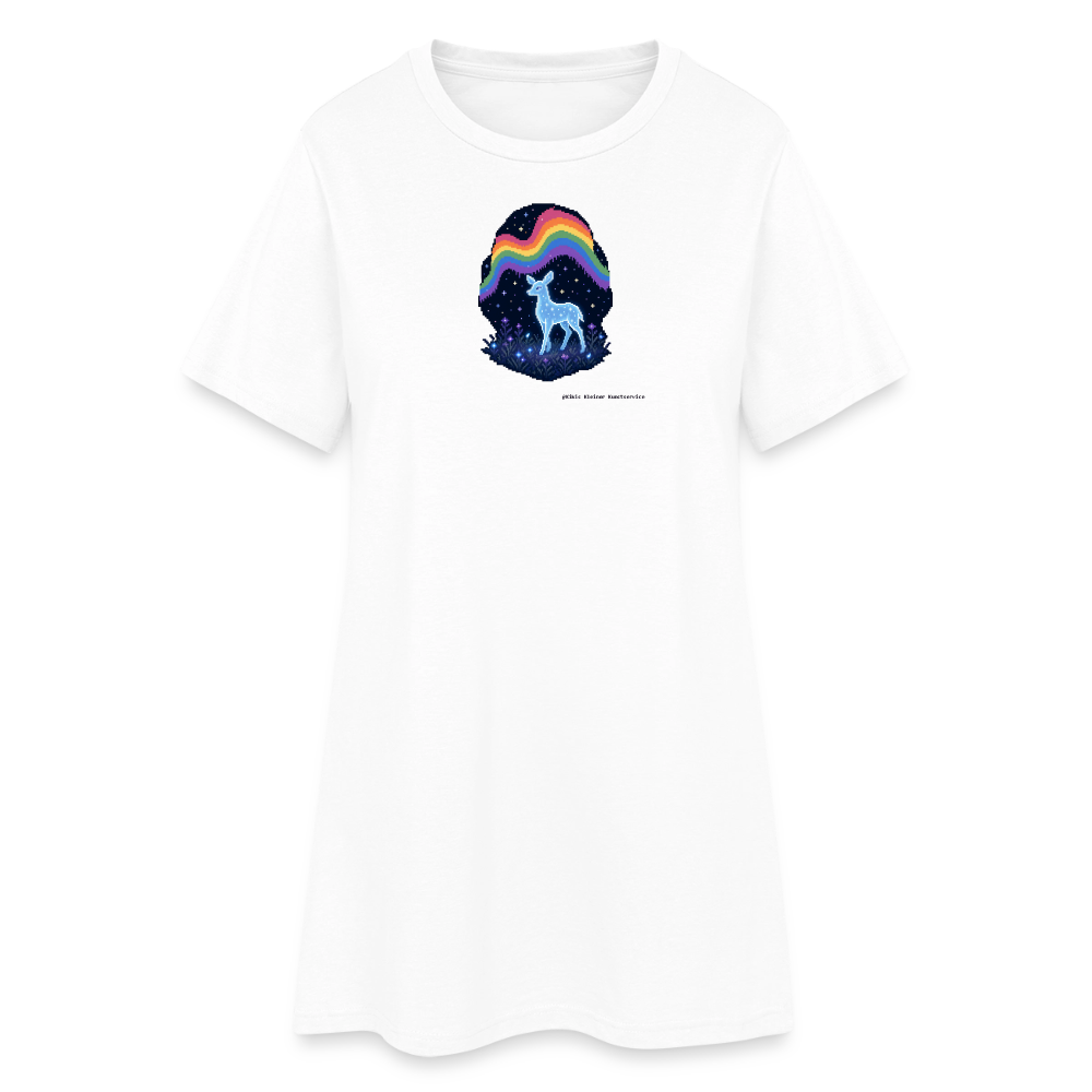 Reh im Polarlicht T-Shirt-Kleid - Weiß