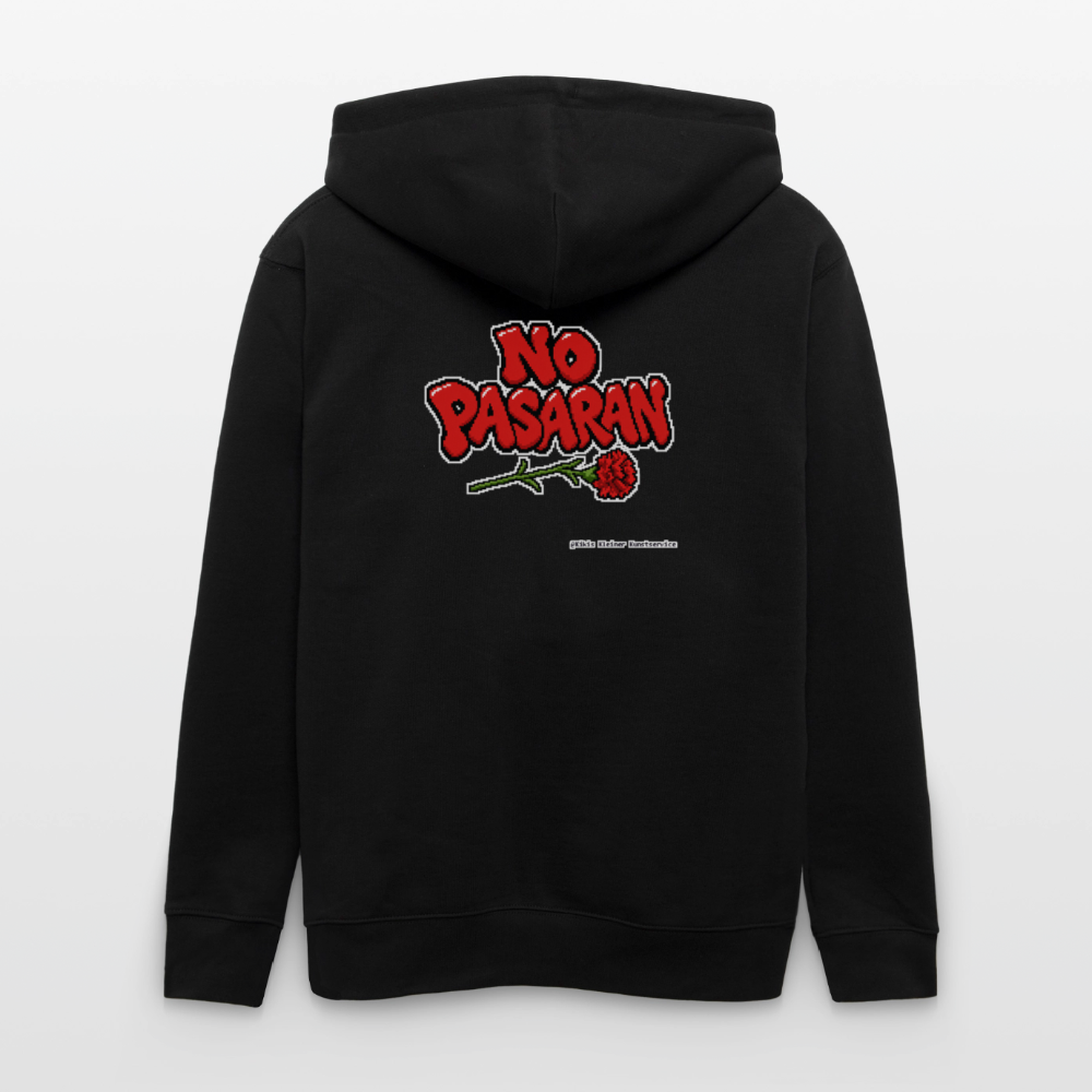 No Pasarán mit Nelke Kapuzenjacke - Unisex & Bio - Schwarz