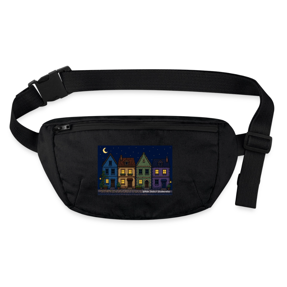 Häuser bei Nacht Gürteltasche - Bio - Schwarz