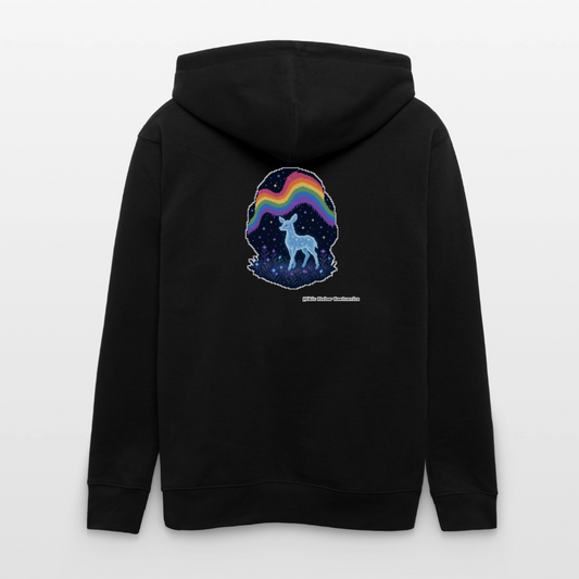 Reh im Polarlicht Kapuzenjacke - Unisex & Bio - Schwarz