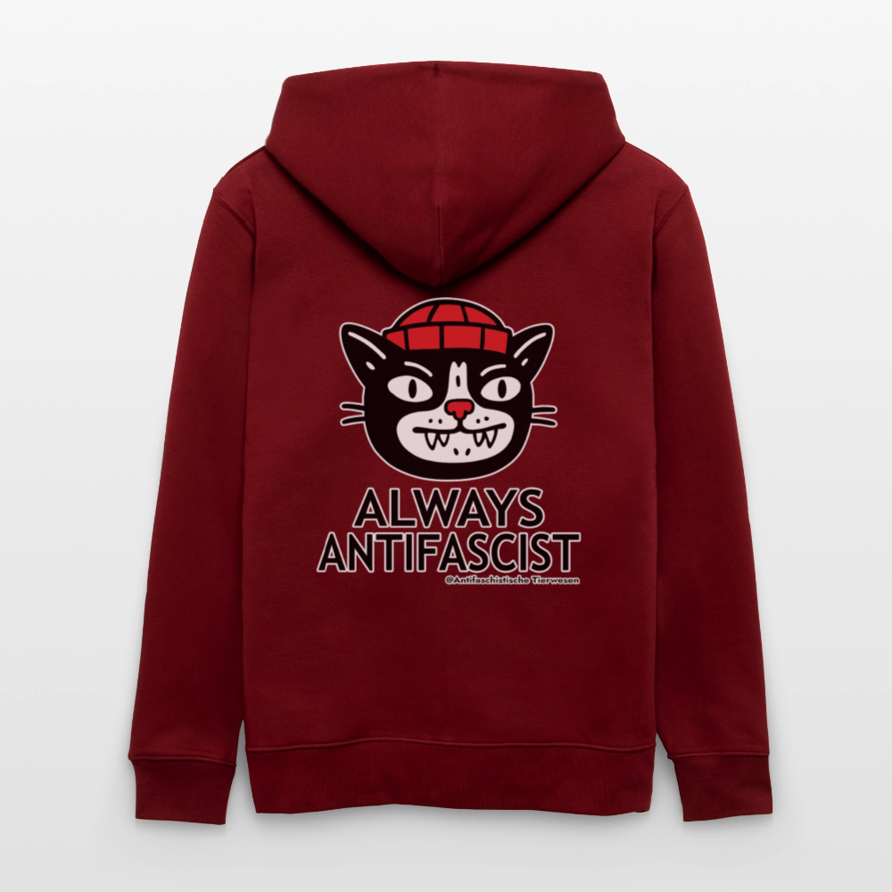 Always Antifascist Kapuzenjacke - Unisex & Bio - Burgunderrot