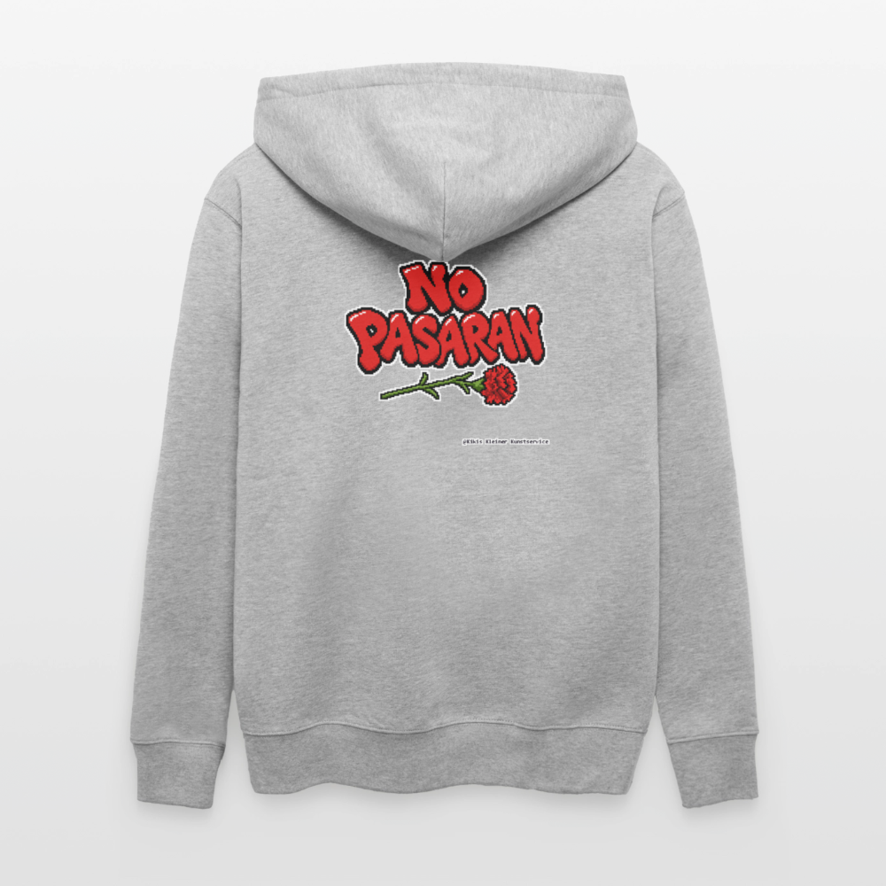 No Pasarán mit Nelke Kapuzenjacke - Unisex & Bio - Grau meliert