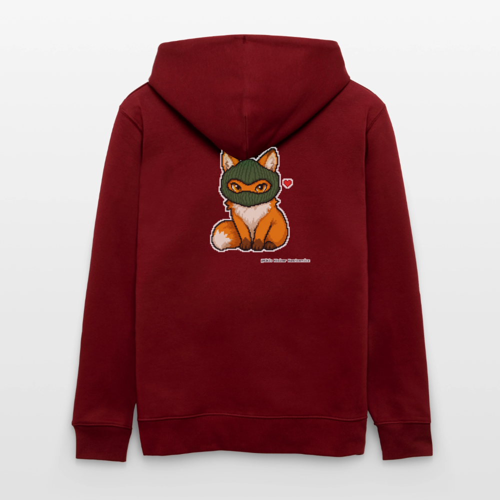 Fuchs mit grüner Sturmhaube Kapuzenjacke - Unisex & Bio - Burgunderrot