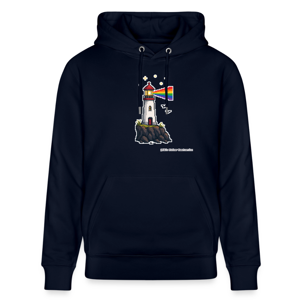 Regenbogen-Leuchtturm Hoodie - Unisex & Bio - Navy