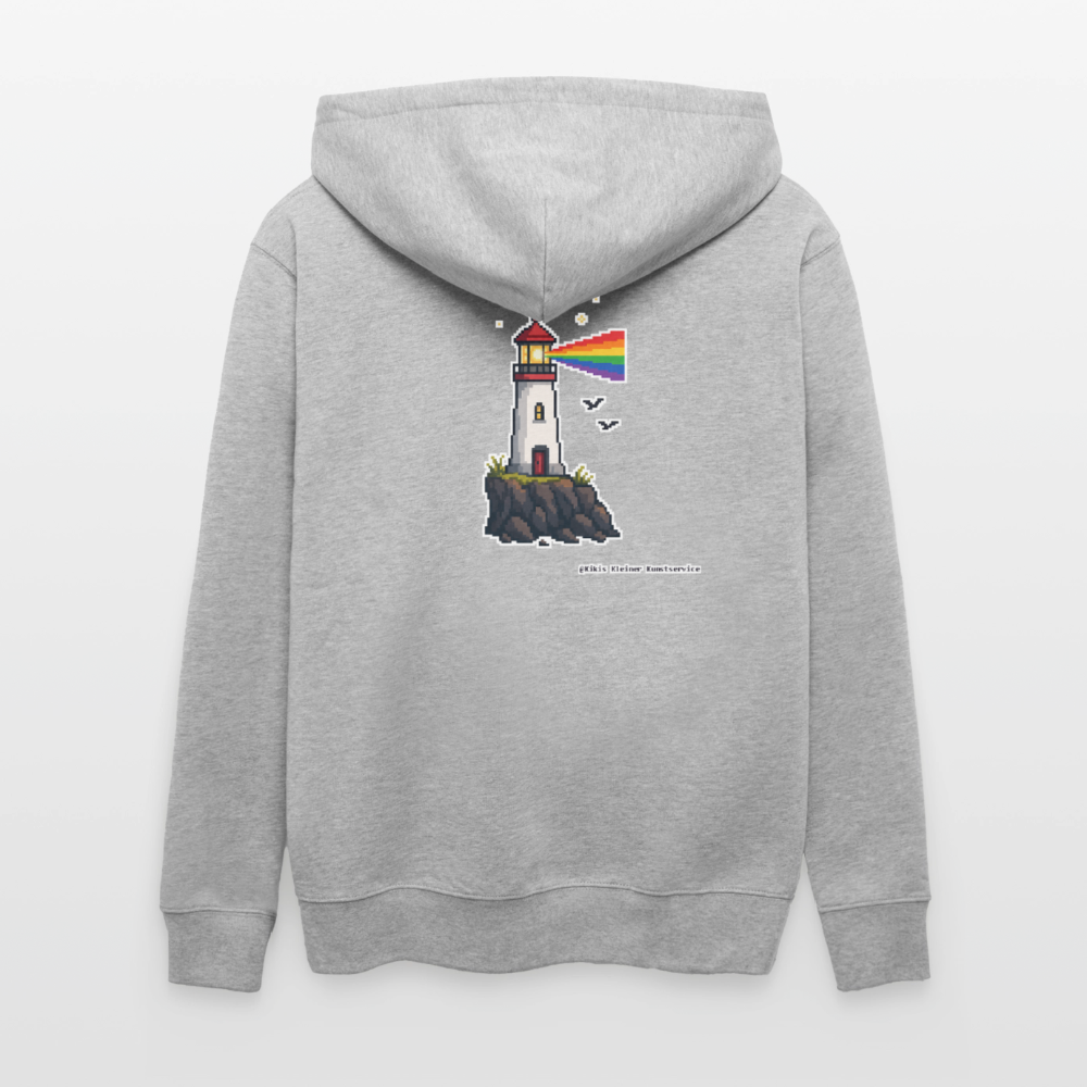 Regenbogen-Leuchtturm Kapuzenjacke - Unisex & Bio - Grau meliert