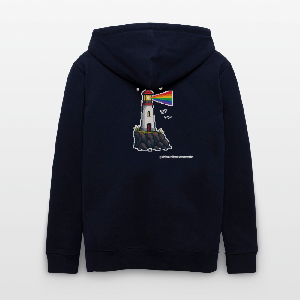 Regenbogen-Leuchtturm Kapuzenjacke - Unisex & Bio - Navy