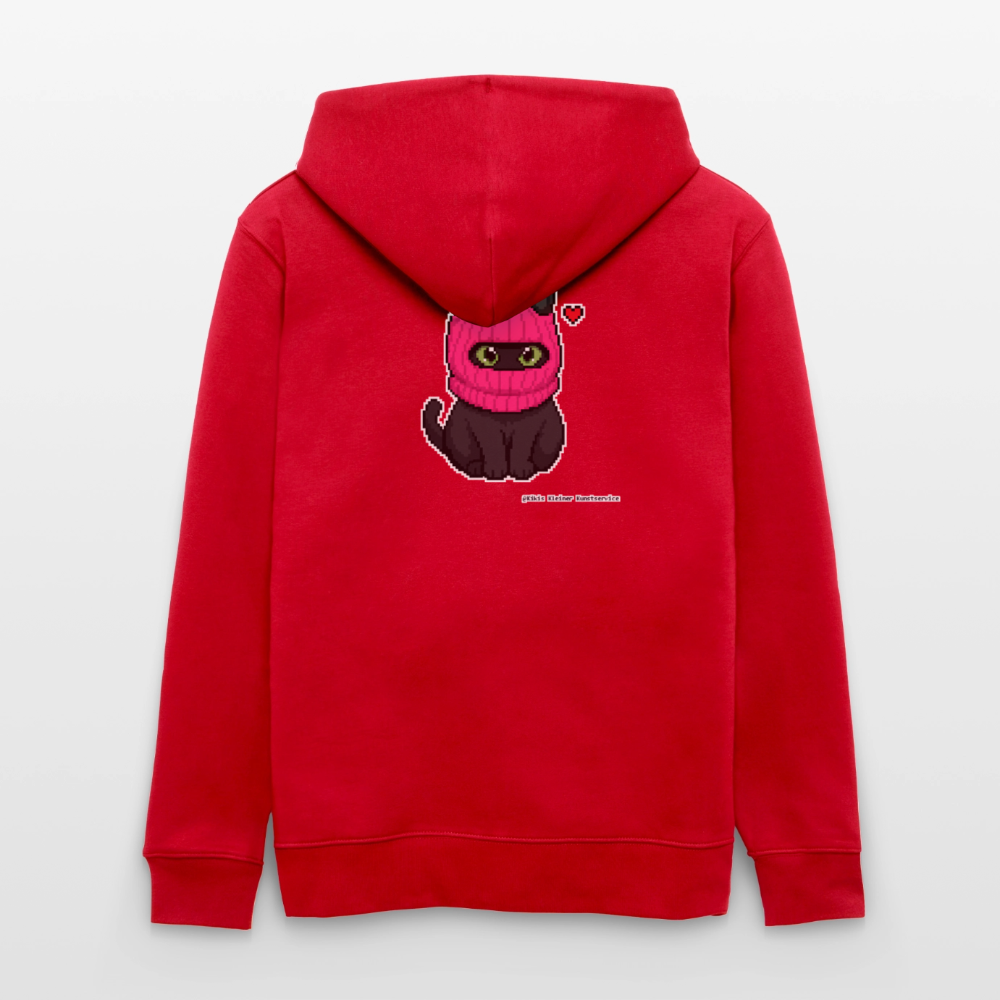 Katze mit pinker Sturmhaube Kapuzenjacke - Unisex & Bio - Rot