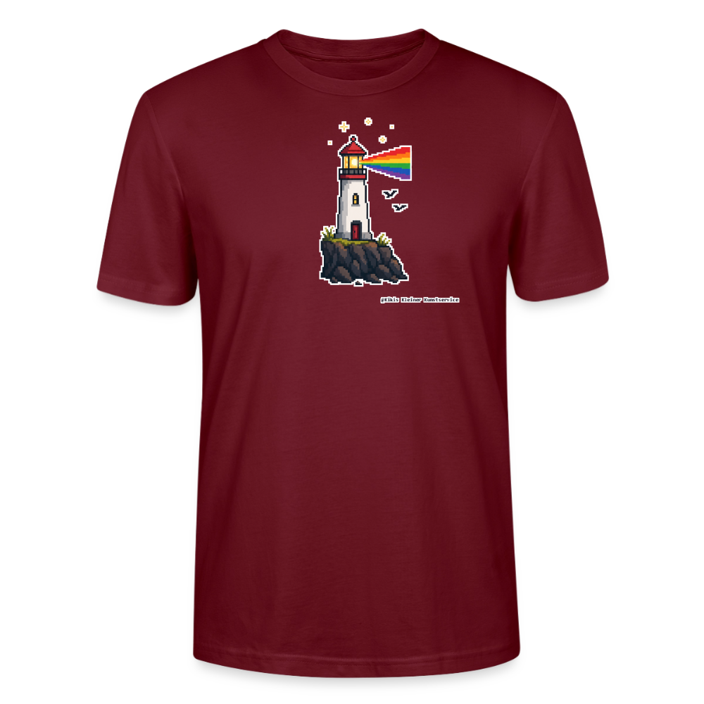 Regenbogen-Leuchtturm T-Shirt - Unisex & Bio - Burgunderrot