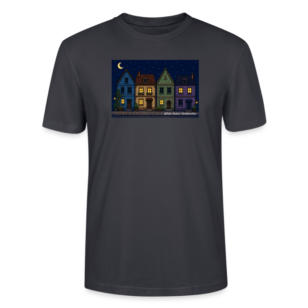 Häuser bei Nacht T-Shirt - Unisex & Bio - Dunkles Graublau