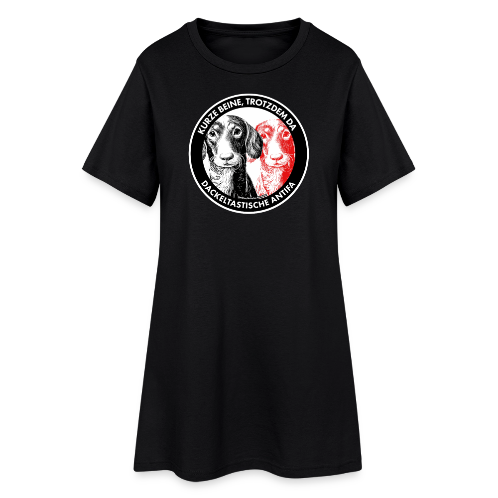 Dackeltastische Antifa T-Shirt-Kleid - Schwarz