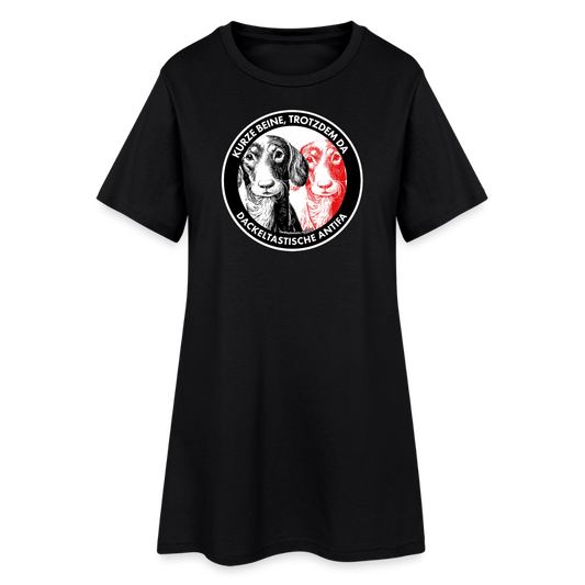 Dackeltastische Antifa T-Shirt-Kleid - Schwarz