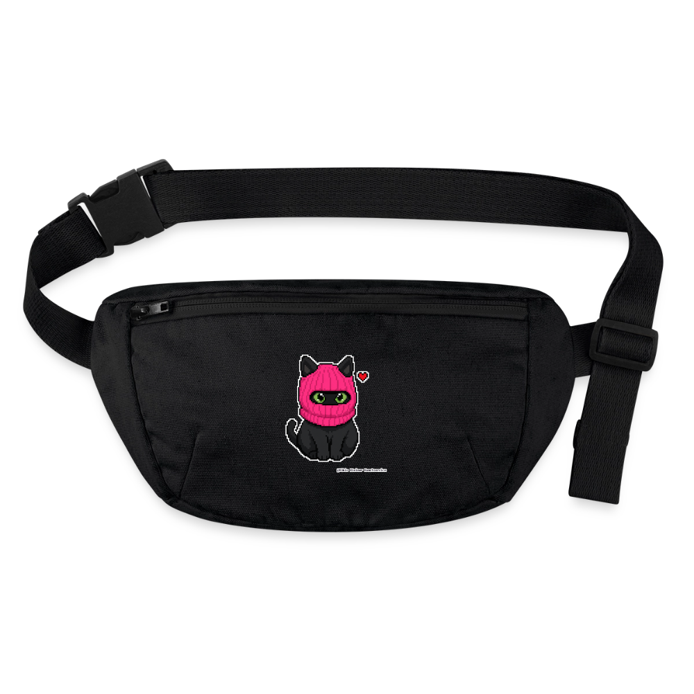 Katze mit pinker Sturmhaube Gürteltasche - Bio - Schwarz