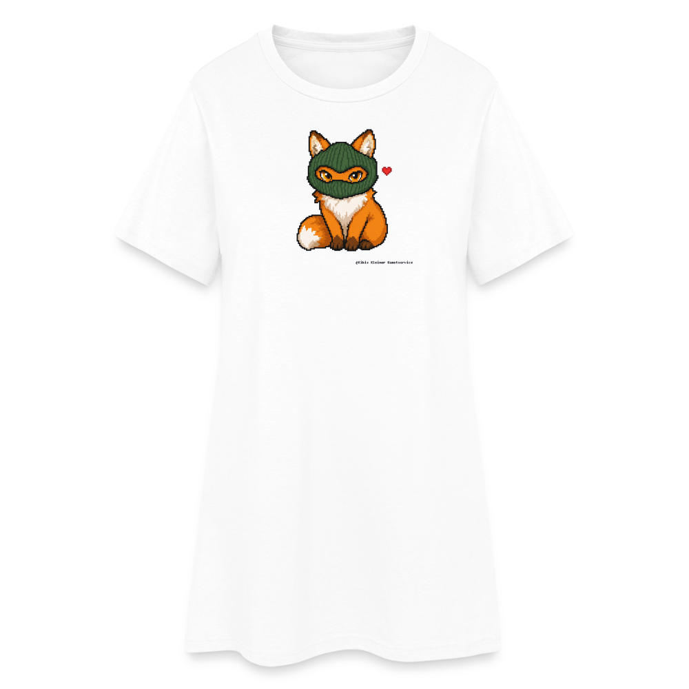 Fuchs mit grüner Sturmhaube T-Shirt-Kleid - Weiß