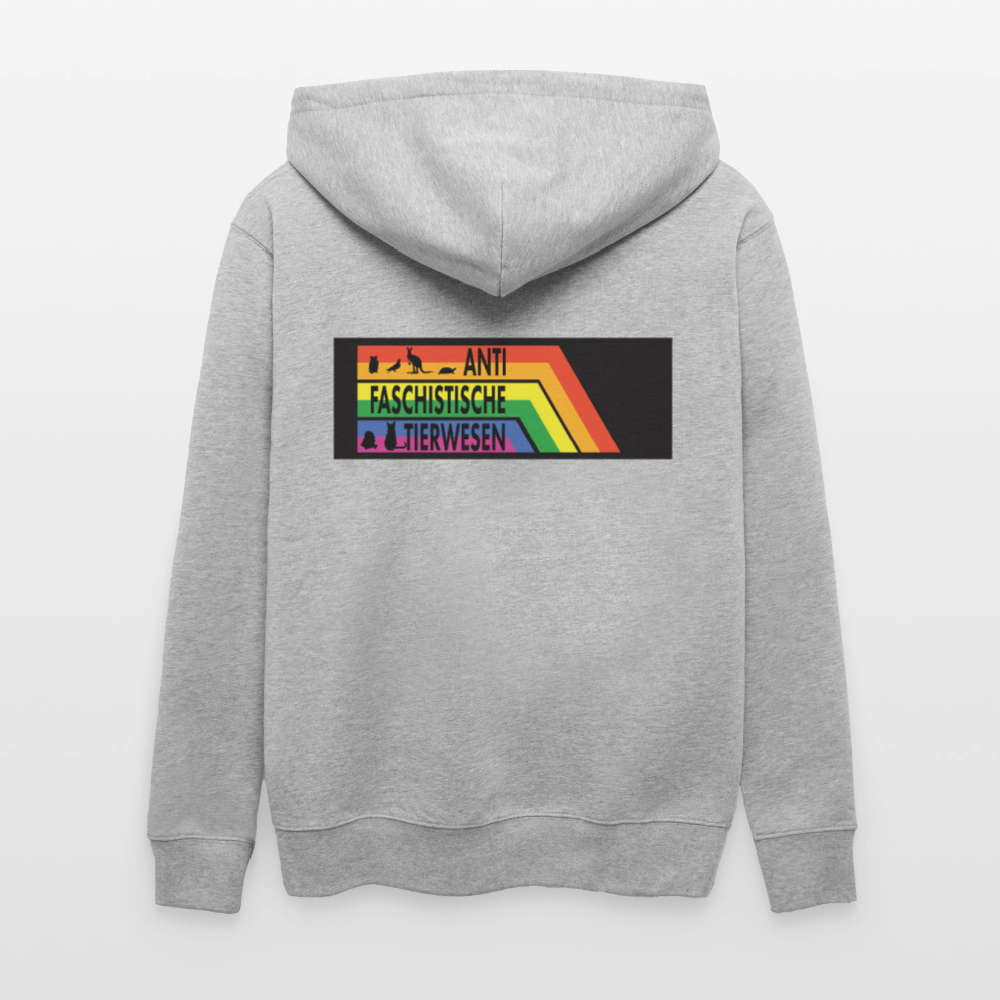 Antifaschistische Tierwesen Kapuzenjacke - Unisex & Bio - Grau meliert