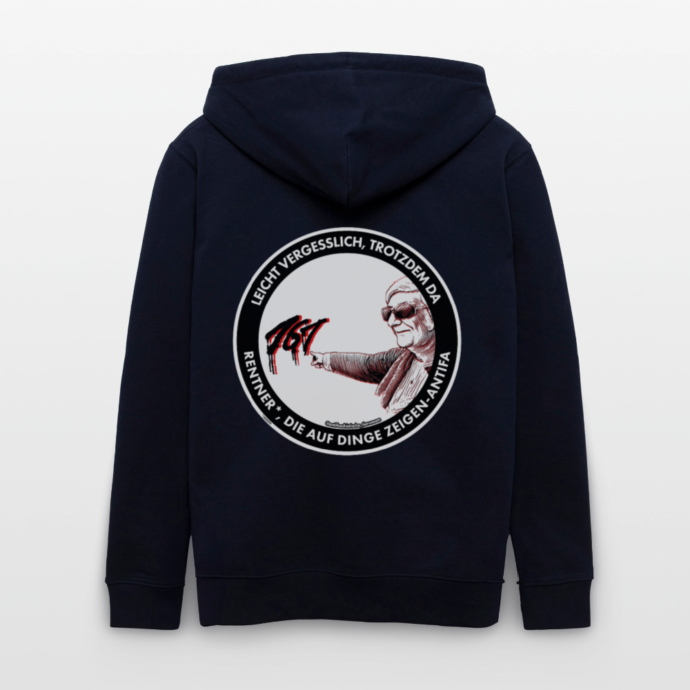Rentner*innen-Antifa Kapuzenjacke - Unisex & Bio - Navy