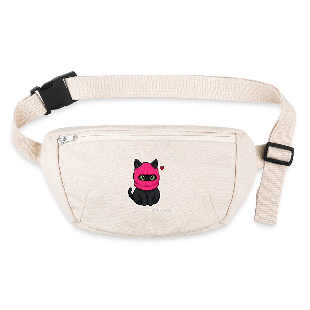 Katze mit pinker Sturmhaube Gürteltasche - Bio - Naturweiß