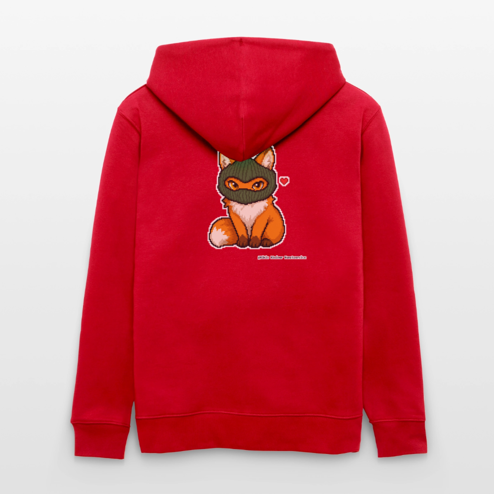 Fuchs mit grüner Sturmhaube Kapuzenjacke - Unisex & Bio - Rot