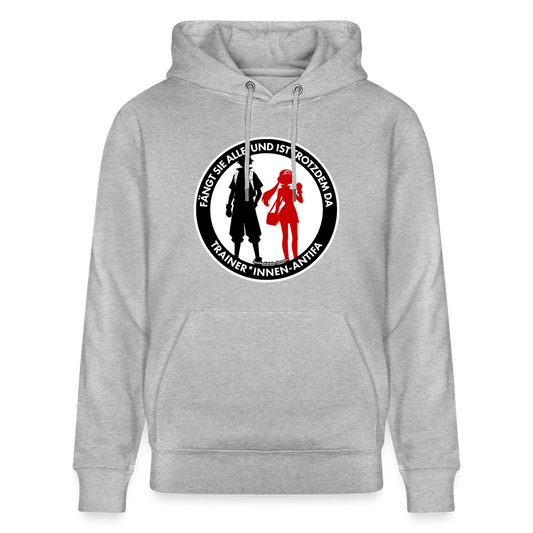 Trainer*innen-Antifa Hoodie - Unisex & Bio - Grau meliert