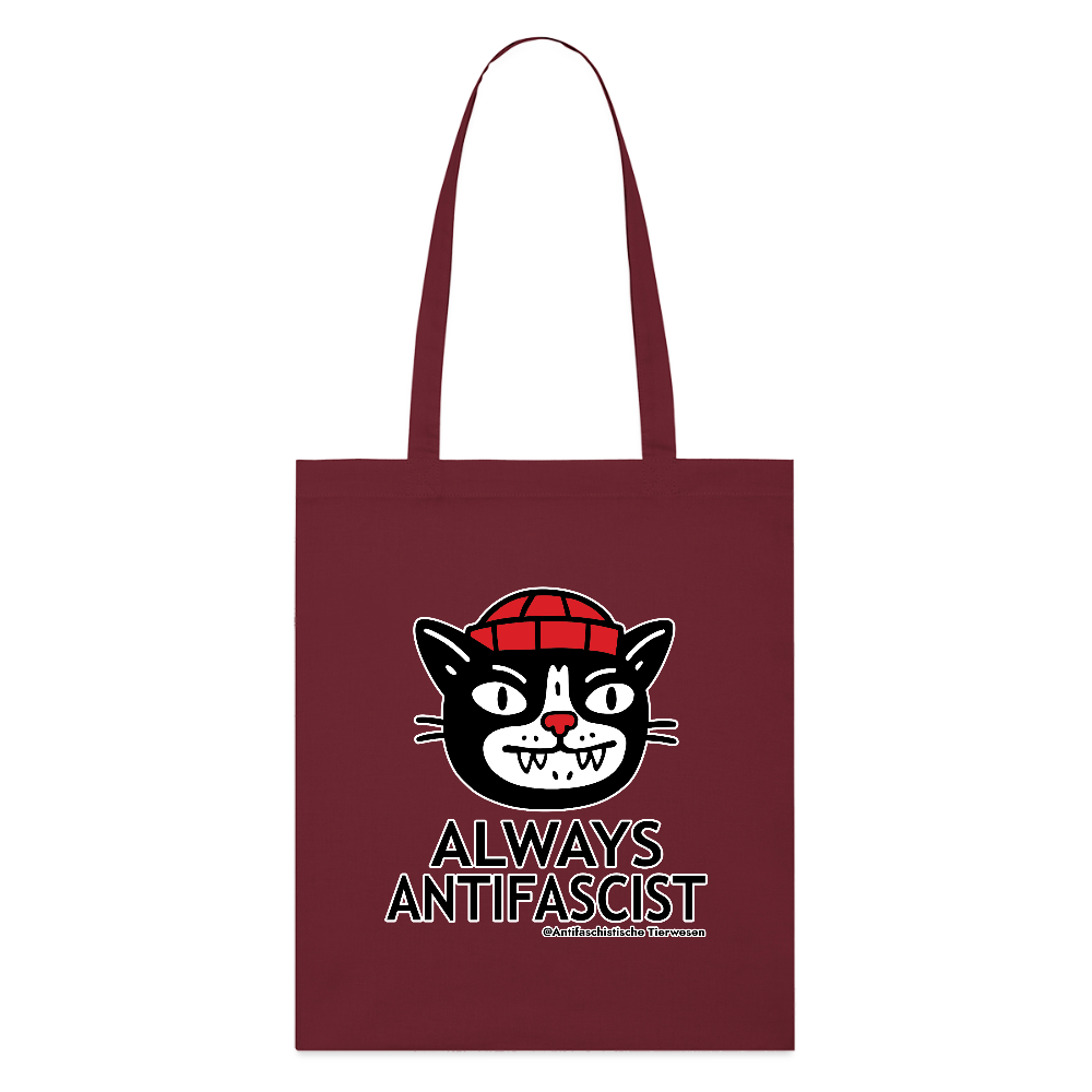Always Antifascist Stoffbeutel - Bio - Burgunderrot