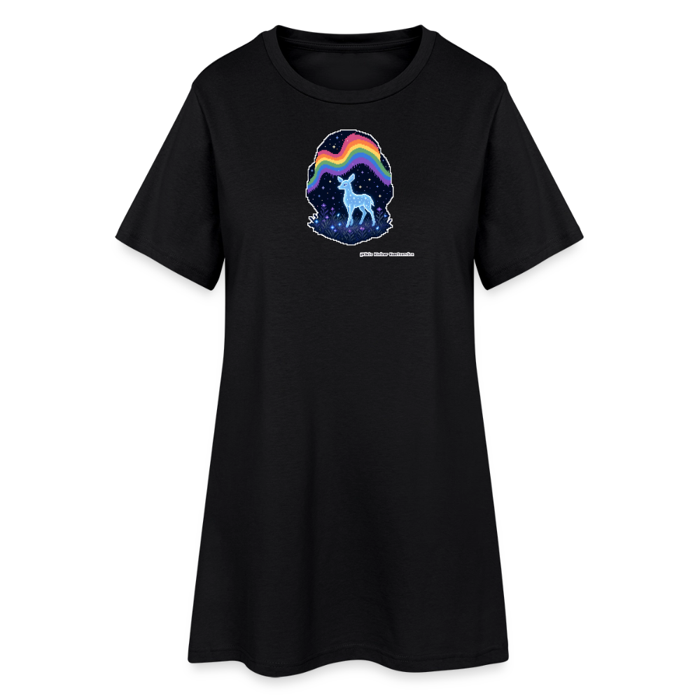 Reh im Polarlicht T-Shirt-Kleid - Schwarz
