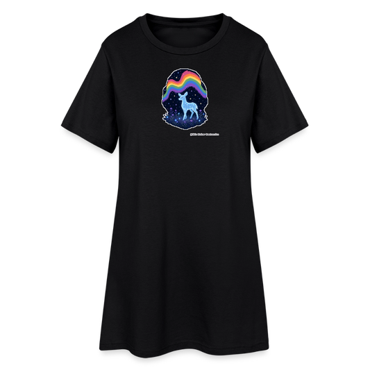 Reh im Polarlicht T-Shirt-Kleid - Schwarz