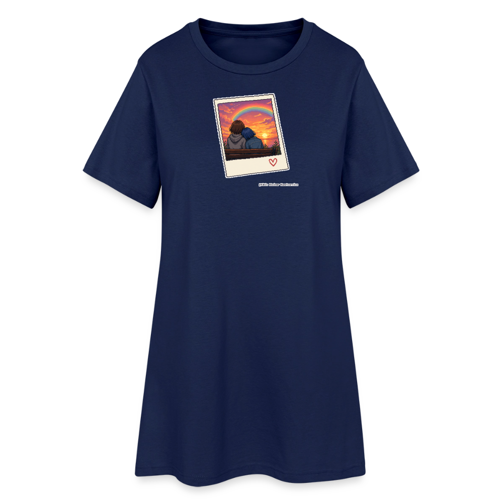 Polaroid Sonnenuntergang T-Shirt-Kleid - Light Navy
