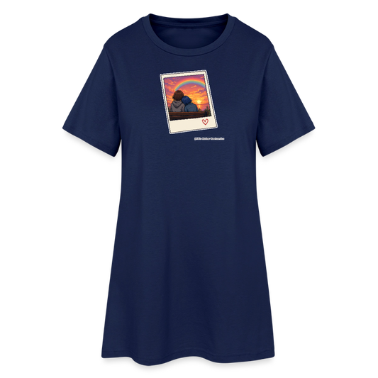 Polaroid Sonnenuntergang T-Shirt-Kleid - Light Navy