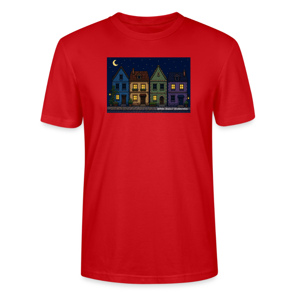 Häuser bei Nacht T-Shirt - Unisex & Bio - Rot