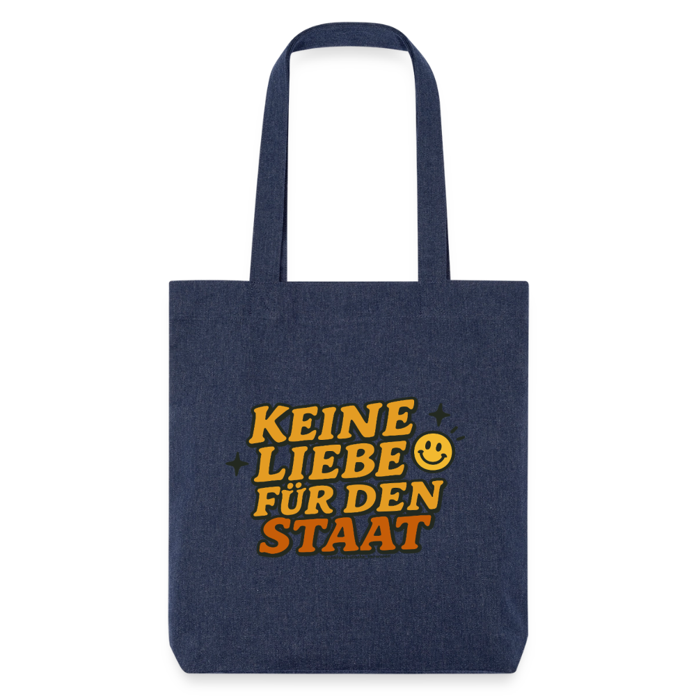 Keine Liebe für den Staat Stoffbeutel - Recycelt Heavyweight - melange Blue